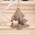 Addobbo ad albero di Natale in feltro con renna di peluche bianca e pini ricamati - Albero Grigio