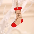 Colgante de madera para Navidad en forma de bota con grabado de copo de nieve y rojo - Calcetín de Navidad
