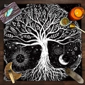 Detailed view of Tree of Life altar cloth with celestial moon and star patterns - Celestial Tree of Life (ZB1-19)