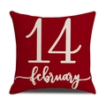 Funda de cojín roja de lino para San Valentín con diseño impreso de 14 de febrero - Estilo Rojo 14 de Febrero (YMV1-1) / 45*45cm (Solo Funda)