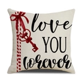 Funda de cojín de lino para San Valentín con estampado love YOU forever y diseño llave - Estilo Llave Blanco Roto Love You Forever (YMV1-2) / 45*45cm (Solo Funda)