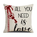 Funda de cojín de lino San Valentín con texto All You Need Is Love y llave de corazón - Estilo Llave Blanco Roto All You Need Is Love (YMV1-4) / 45*45cm (Solo Funda)