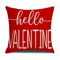 Roter Leinen-Kissenbezug zum Valentinstag mit weißem hello VALENTINE Schriftzug - Nur Kissenbezug / Rot Künstlerischer Schriftstil (YMV6-2)