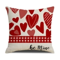 Housse de coussin Saint-Valentin avec motif cœur rouge et texte be Mine sur lin - Ymv20-2 / 45*45cm (Housse Uniquement)