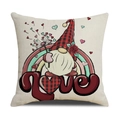 Linen LOVE Valentine cushion cover with cartoon gnome rainbow and heart pattern - Gnome Rainbow Illustration (YMV19-1)