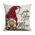 Linen pillowcase detail featuring a cute gnome with Love You More print and fabric texture - Ymv19-4 / 45*45cm (Cover Only)