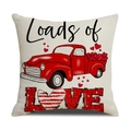 Deko-Kissenbezug aus Leinen mit rotem Vintage-Truck und Herz-Design zum Valentinstag - Nur Kissenbezug / Beige Truck-Stil (YMV6-4)