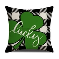 Federa per cuscino San Patrizio a quadretti con trifoglio verde e scritta lucky - Stile Trifoglio A Quadri (YMP1-2)