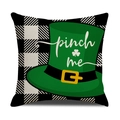 Dettaglio della fodera per cuscino San Patrizio con motivo a quadri e cappello verde - Stile Cappello Da Leprechaun (YMP1-3)