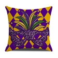 Mardi Gras theme square pillow cover with purple diamond pattern and feather mask decoration - Ymh2-4 / 45*45 (Cover Only)
