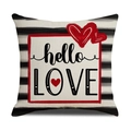 Valentinstag Kissenbezug mit schwarzen Streifen und 'hello LOVE' Herzaufdruck - Hello Love Gestreifter Rahmen Herz Design (YMV13-3) / Nur Kissenbezug