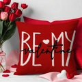 Valentine cushion cover in bright red with Be My Valentine print and heart detail - BE MY valentine Heart Text (YMV11-8) / 45x45cm(Case Only) / Red