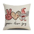 Linen Valentine's Day pillow cover with heart pattern and Peace Love Joy text - Pillowcase Only / Peace Love Style (YMV18-1) / 18x18 Inch
