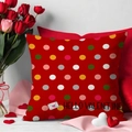 Housse de coussin rouge Saint-Valentin avec pois colorés et texte décoratif - 45x45cm(Housse Uniquement) / Style à Pois Rouges (YMV12-2)