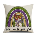 Detail der Mardi Gras Kissenhülle mit Karnevalsmaske und festlichem Regenbogen-Design - Festlicher Regenbogen- und Masken-Stil (YMH3-2)