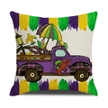 Detail der Mardi Gras Kissenhülle mit lila Leopard-Truck und festlichen Symbolen - Festlicher lila Pickup-Stil (YMH3-4)