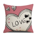 Pink and beige linen pillow case with heart and LOVE print for Valentine's home decor - Ymv10-1 / 45*45cm (Cover Only)