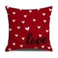 Red square cushion cover with white heart patterns and black love lettering print - Ymv9-3 / 45*45cm (Cover Only)