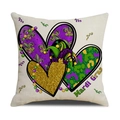 Mardi Gras Kissenbezug mit festlichen Herzmustern und Lilie auf weißem Leinenstoff - 45cmx45cm / Herz-Muster(YMH5-1)