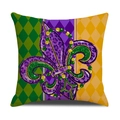 Mardi Gras pillow cover featuring purple leopard fleur-de-lis and gold diamond pattern - Ymh2-1 / 45*45 (Cover Only)