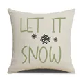 Weihnachtskissenbezug aus Leinen mit Let It Snow Schriftzug und Schneeflocken - Let It Snow Grün Stil (23YM142-8)