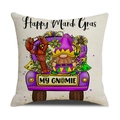 Mardi Gras pillow case featuring purple truck and gnome with Happy Mardi Gras text - Festive Truck Gnomes Style (YMH2-3)