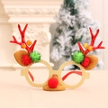 Christmas reindeer antler glasses with red pom pom and gold glitter frames for festive party - Red