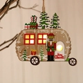 Lighted wooden vintage RV Christmas ornament with nutcracker soldier and warm LED glow - Car Style