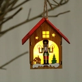 DIY glowing wooden Christmas house ornament featuring a red roof and nutcracker soldier - Candle Style