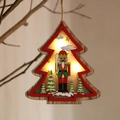 Light-up wooden Christmas tree pendant featuring a nutcracker soldier and warm LED lights - Christmas Tree