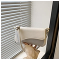Borsa baguette bianca in pelle Saffiano con tracolla annodata e dettagli dorati - Bianco
