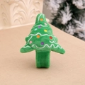 Green plush Christmas tree slap bracelet with festive colorful embroidery - Christmas Tree