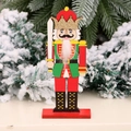 Casse-noisette classique en bois rouge et or avec couronne et épée pour Noël - Style Porteur d'Épée