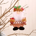 Plush Santa ornament with NATAL wood sign and golden bell on rustic branch - Santa Claus