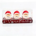 Lot de 3 bougies chauffe-plat Père Noël dans une boîte cadeau rouge festive - Forme de Tête de Père Noël / Ensemble de 3
