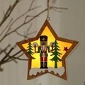 Star-shaped wooden Christmas nutcracker ornament with warm LED lights and hanging rope - Star Candle Style