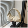 Minimalist white patent leather hobo shoulder bag with a glossy finish for women - White