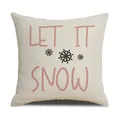 Minimalistischer Kissenbezug mit Let It Snow Aufdruck auf beigem Leinenstoff - Let It Snow Rosa Stil (23YM142-12)