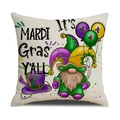 Mardi Gras kussensloop met paarse kabouter en groene ballon in feestelijke print - Kabouter Ballonnen Stijl (YMH1-4)
