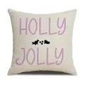 Weihnachts-Kissenbezug aus Leinen mit Holly Jolly Schriftzug und Hirsch-Motiv - Holly Jolly Cremeweiß Stil (23YM142-13)