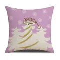 Violetter Weihnachts-Kissenbezug mit weißer Rentier-Baum-Silhouette und Schneeflocken - Weihnachtsbaum Lila Stil (23YM142-14)