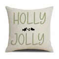 Weihnachtskissenbezug mit Holly Jolly Rentierdruck auf beigefarbenem Leinenstoff - Holly Jolly Grün Stil (23YM142-5)