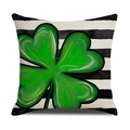 Groene klavertje vier kussenhoes met zwart-witte strepen voor woonkamer decoratie sofa - Klavertje en Strepen Stijl / Alleen Kussenhoes