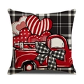 Dettaglio della trama in lino sulla fodera per cuscino San Valentino con camion rosso - 45x45cm / Stampa Camion Vintage Rosso Cuori (YMV24-2)