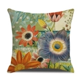 Detalle de funda de almohada de lino floral con arte vintage y tejido con textura - Estilo Floral Wish (YMS3-4) / 45x45cm