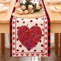 Detailaufnahme von Valentinstag-Tischläufer mit Rosenherz und rot-schwarzem Karo-Rand - Rote Rose Kariert