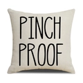 Crèmekleurige linnen kussensloop met zwarte Pinch Proof tekst voor St. Patrick's Day - PINCH PROOF Stijl / Alleen Kussenhoes