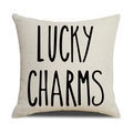 Moderne vierkante gebroken witte kussenhoes met zwarte Lucky Charms grafische print - LUCKY CHARMS Stijl / Alleen Kussenhoes
