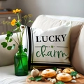 Housse de coussin en lin avec imprimé LUCKY charm et trèfle vert sur canapé - Style Lucky Charm / 45*45cm (Housse Uniquement)