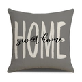 Detailansicht der Leinentextur des Kissenbezugs mit HOME sweet home Druck - Grau HOME Buchstaben Stil (YMS15-4)